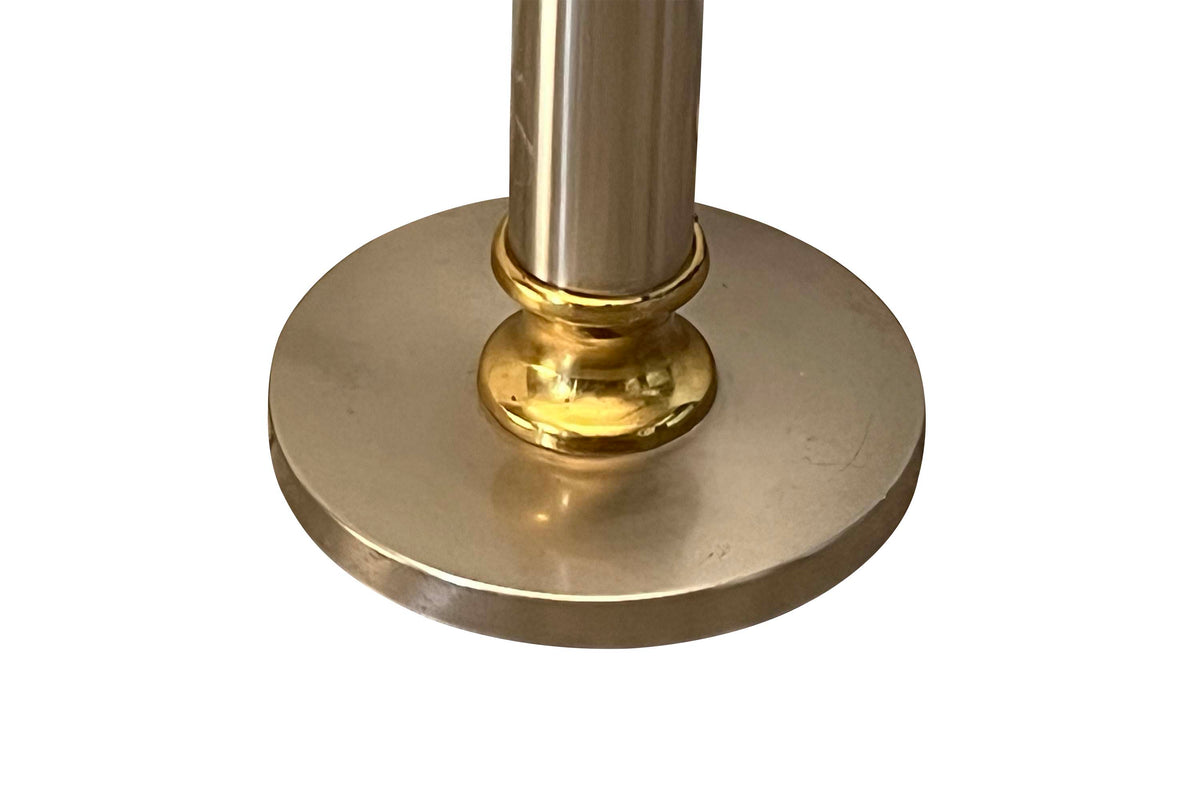 Mid-Century Italian Brushed Steel & Brass Floor Lamp