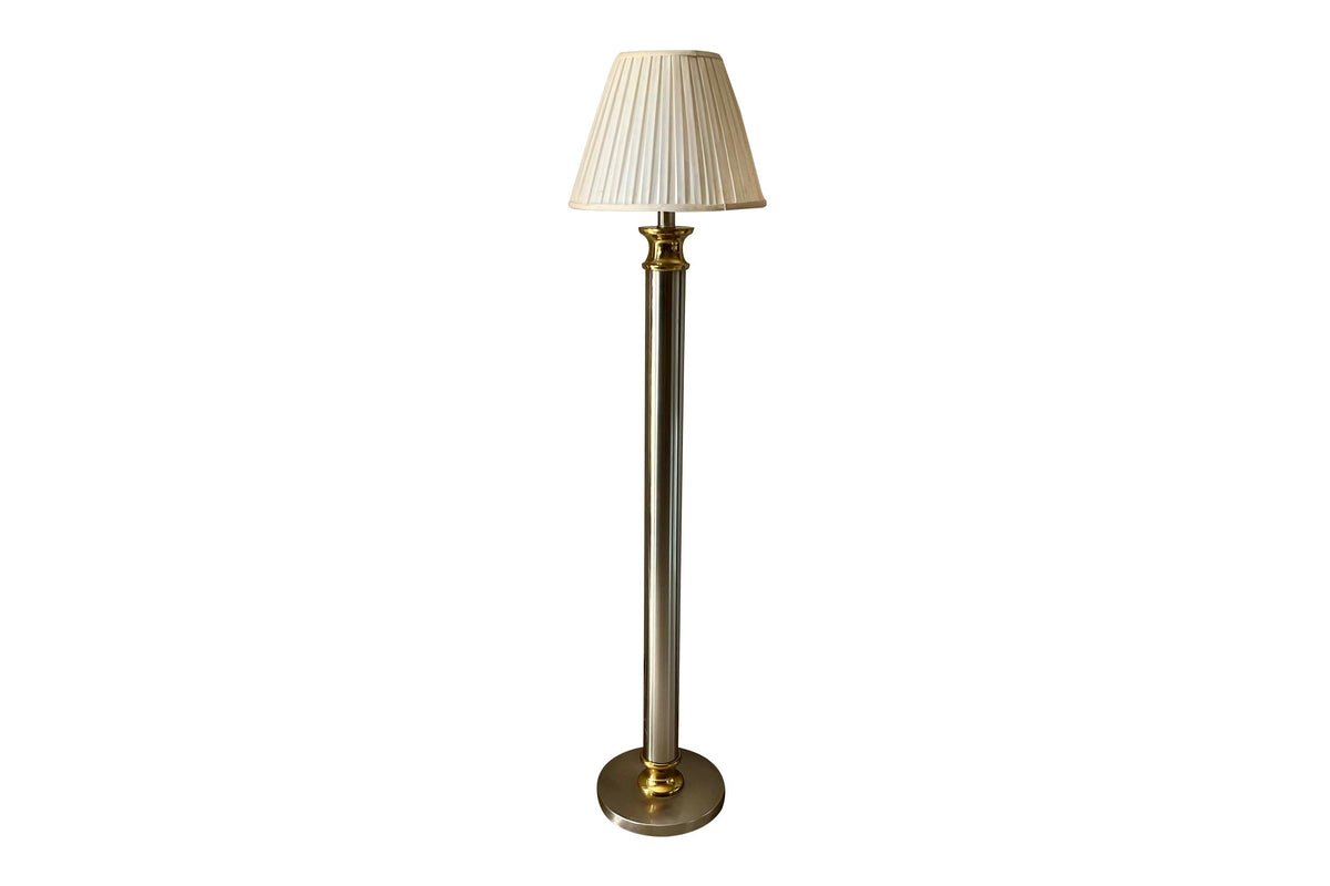Mid-Century Italian Brushed Steel & Brass Floor Lamp