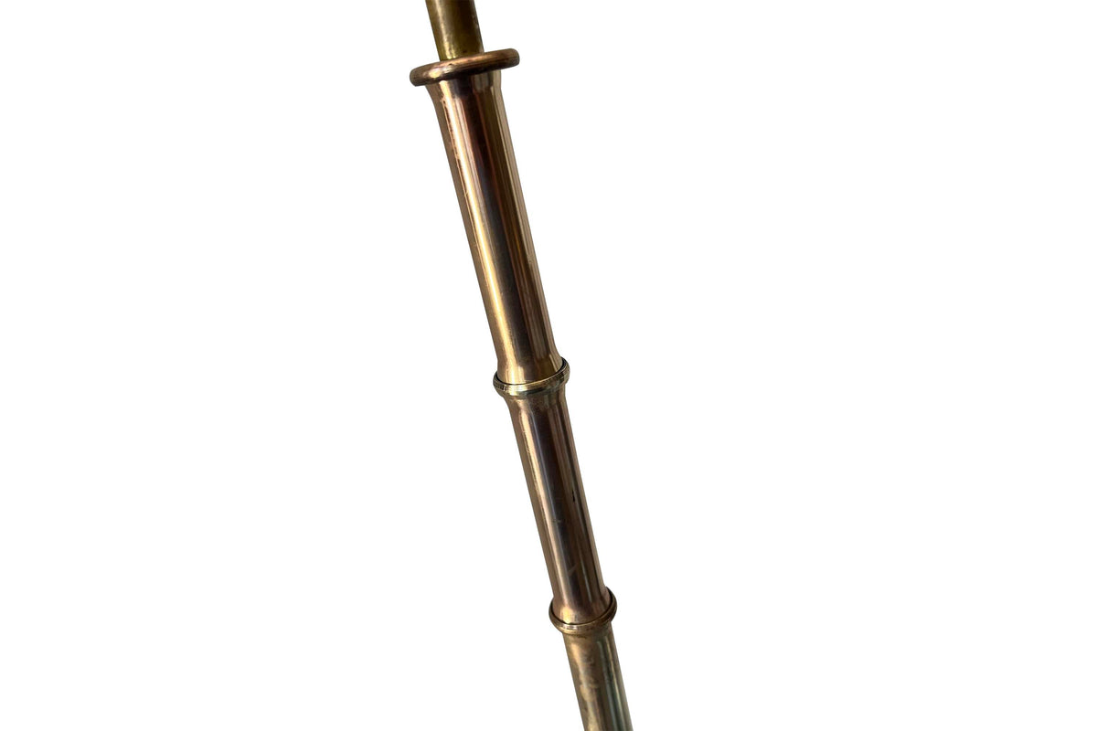 Mid-Century Italian Brass Faux Bamboo Angled Floor Lamp