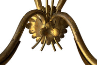 Pair of Mid-Century Italian Gilt Tole Wheat Sheaf Wall Lights 