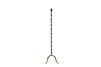 Mid-Century French Nickel-Plated Brass Floor Lamp on Brass Tripod Base