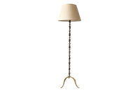 Mid-Century French Nickel-Plated Brass Floor Lamp on Brass Tripod Base