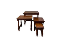 20th Century Spanish Leather & Brass Studded Nest of Four Tables
