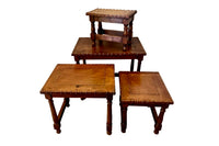 20th Century Spanish Leather & Brass Studded Nest of Four Tables
