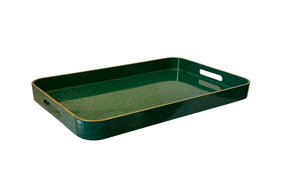 20th Century Japanese Malachite-Inspired Lacquer Tray