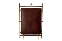 Late 19th Century French Brass and Leather Triptych Dressing Mirror
