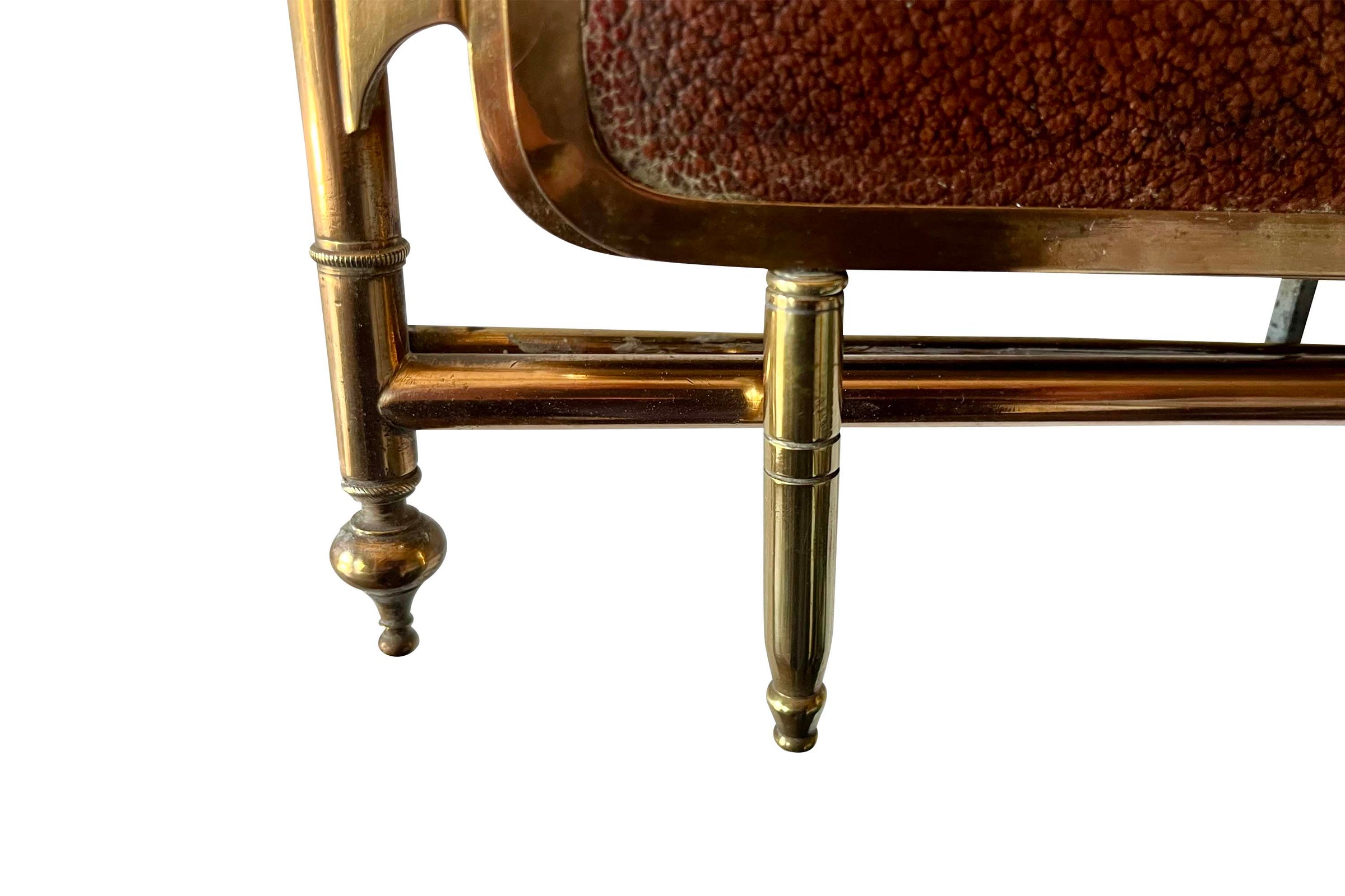 Late 19th Century French Brass and Leather Triptych Dressing Mirror
