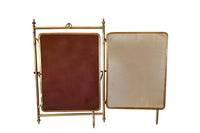 Late 19th Century French Brass and Leather Triptych Dressing Mirror