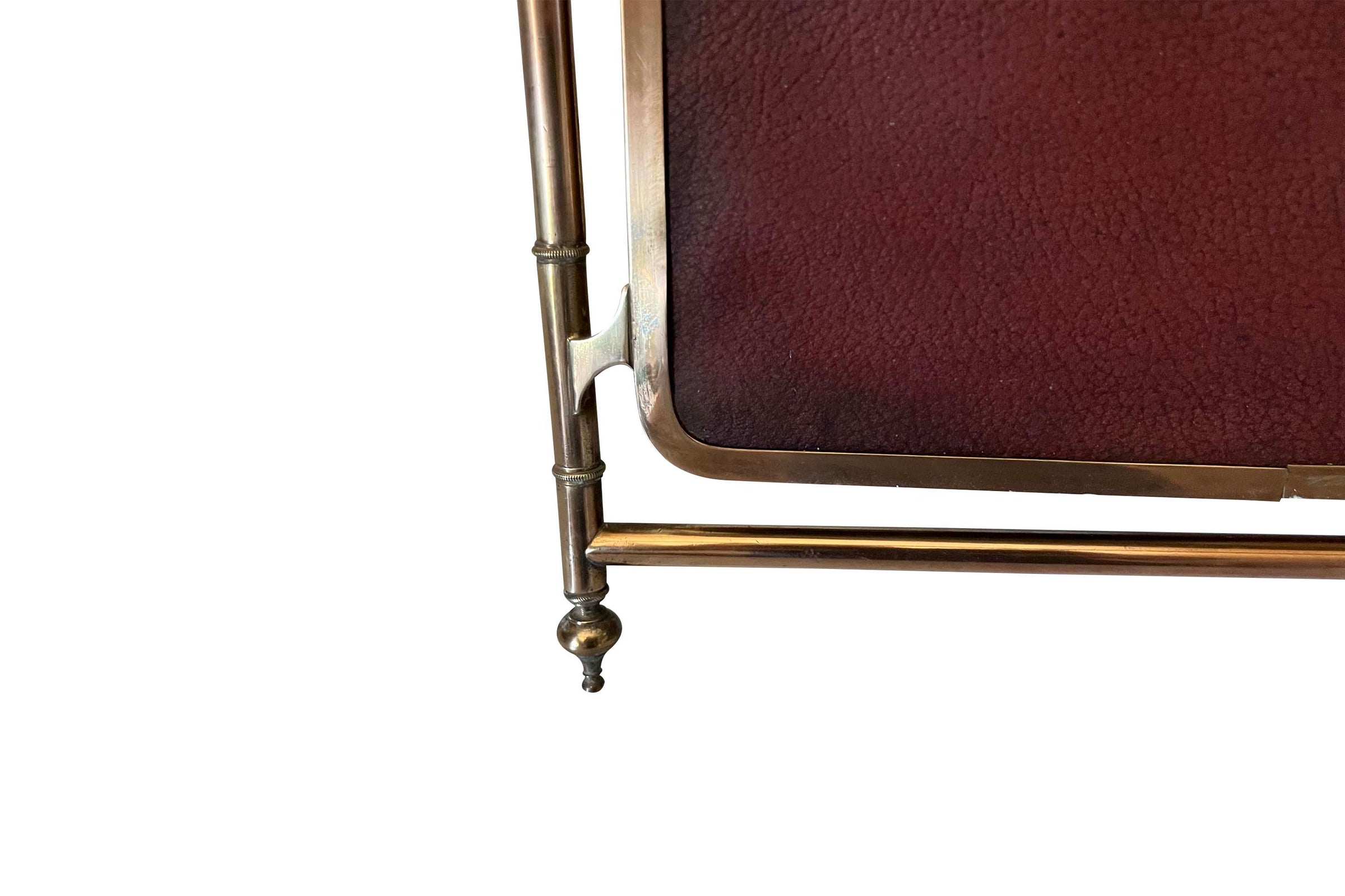 Late 19th Century French Brass and Leather Triptych Dressing Mirror
