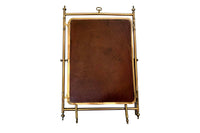 Late 19th Century French Brass and Leather Triptych Dressing Mirror