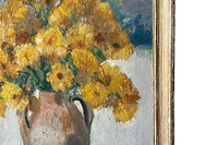 Mid-Century French Still Life Painting with Yellow Flowers by Jean Perret