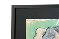 A charming and evocative 20th Century French watercolour and ink study depicting a pair of elephants from the celebrated French 'Circus Pinder'.