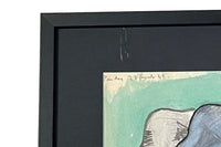 A charming and evocative 20th Century French watercolour and ink study depicting a pair of elephants from the celebrated French 'Circus Pinder'.