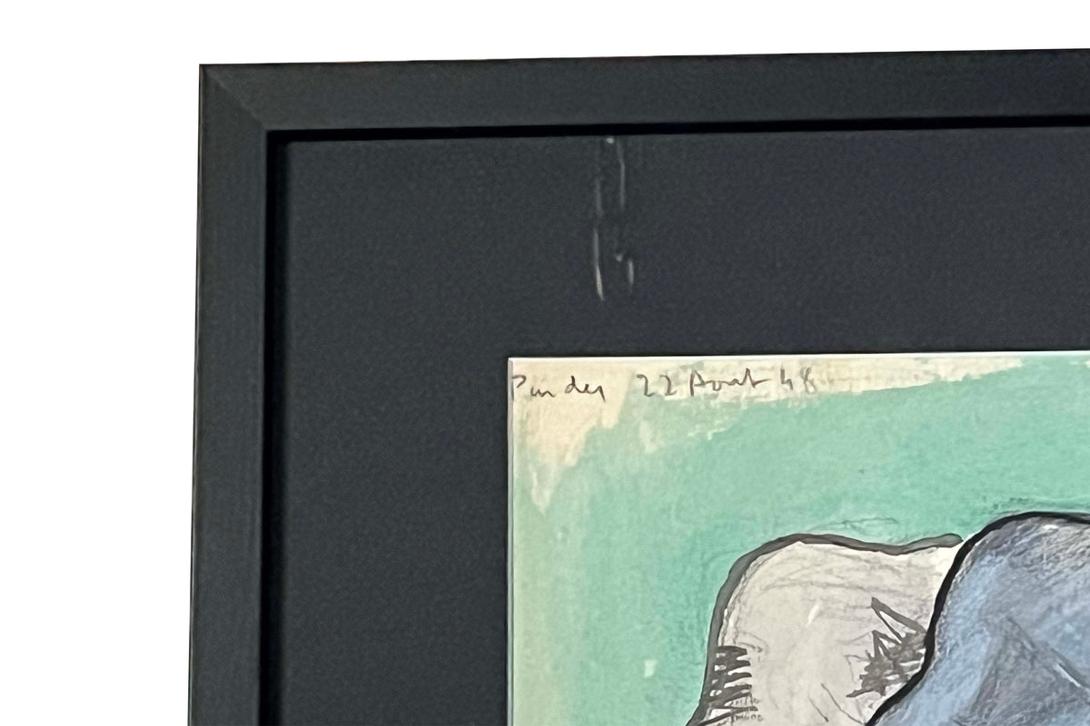 A charming and evocative 20th Century French watercolour and ink study depicting a pair of elephants from the celebrated French 'Circus Pinder'.