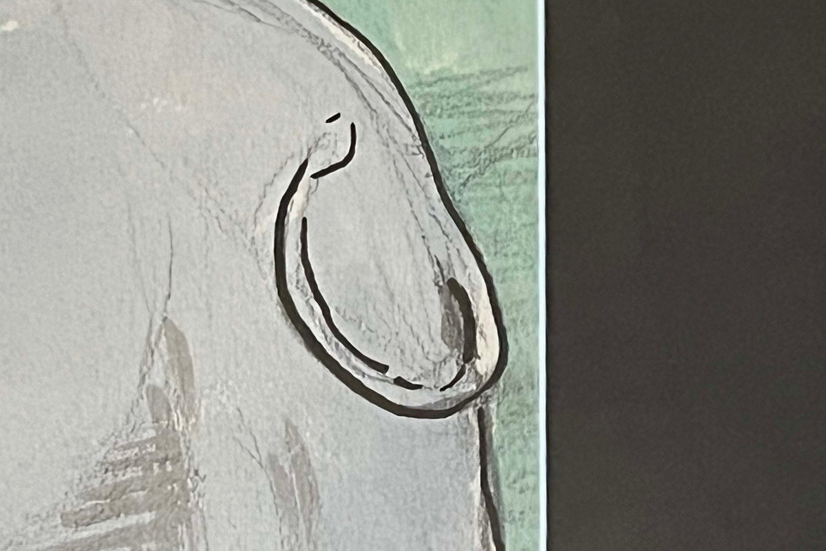 A charming and evocative 20th Century French watercolour and ink study depicting a pair of elephants from the celebrated French 'Circus Pinder'.