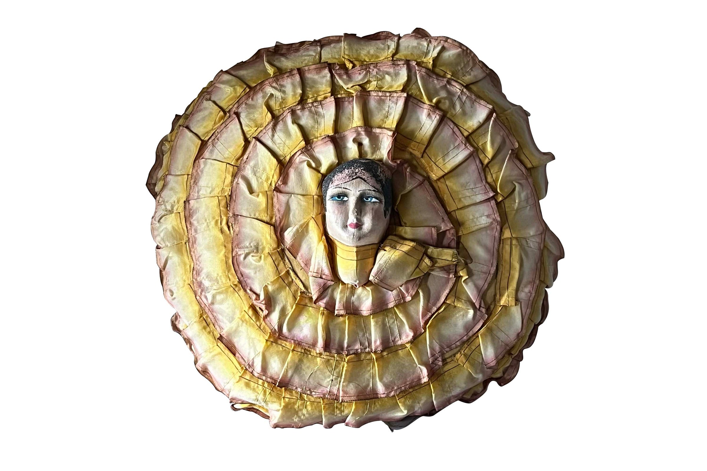 Early 20th Century French Pierrot Boudoir Cushion with Hand-Painted Face