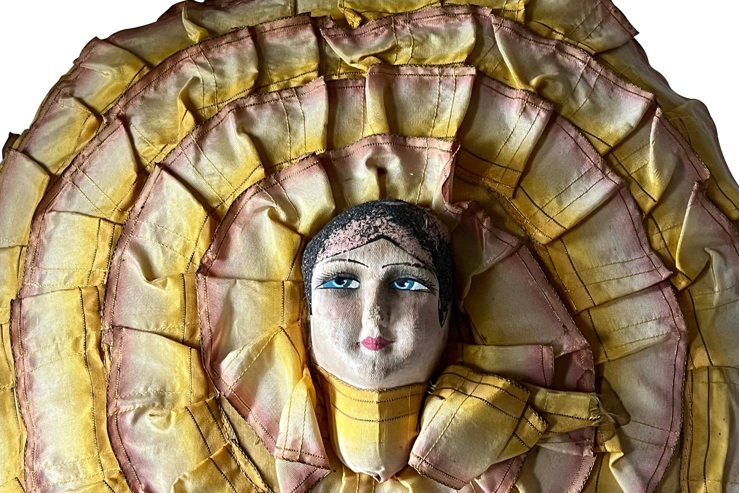 Early 20th Century French Pierrot Boudoir Cushion with Hand-Painted Face