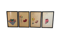Collection of Eight Mid-Century Modern Interior & Furniture Design Watercolours by Anfossi