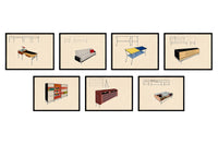 COLLECTION OF SEVEN MID-CENTURY MODERN INTERIOR AND FURNITURE DESIGNS BY ANFOSSI