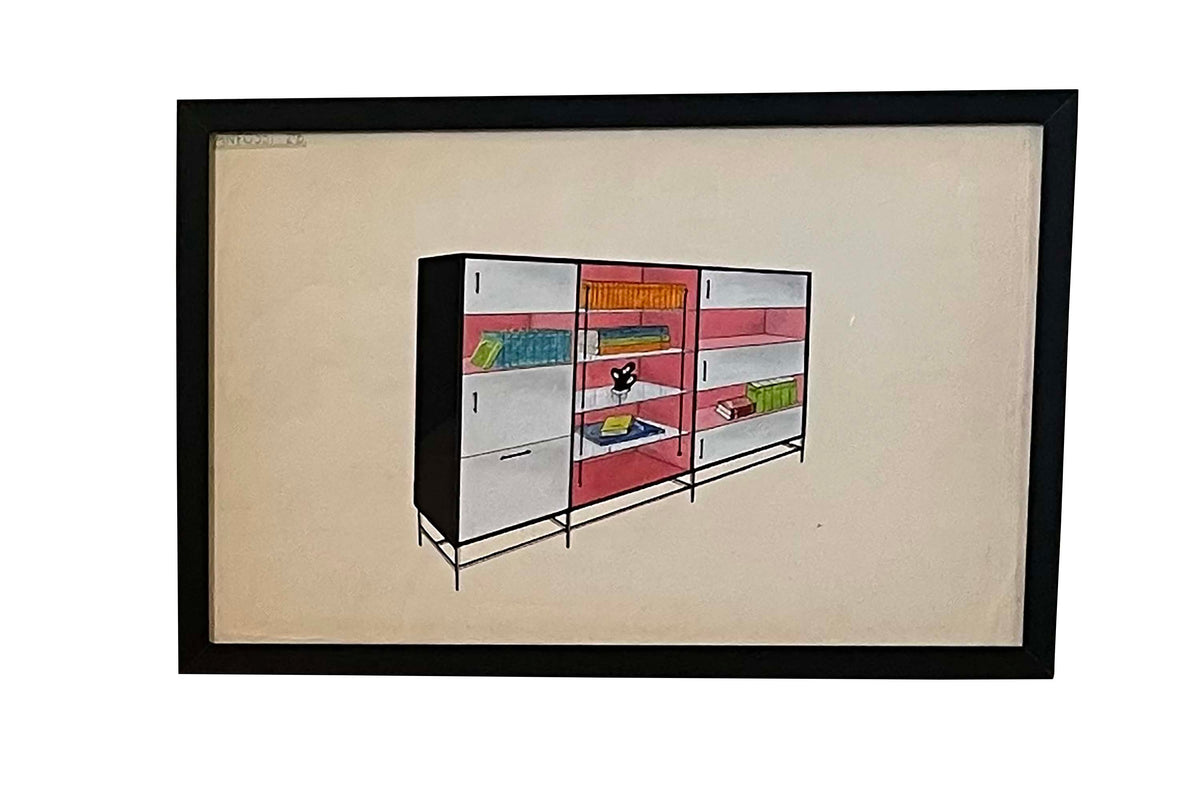 COLLECTION OF SEVEN MID-CENTURY MODERN INTERIOR AND FURNITURE DESIGNS BY ANFOSSI