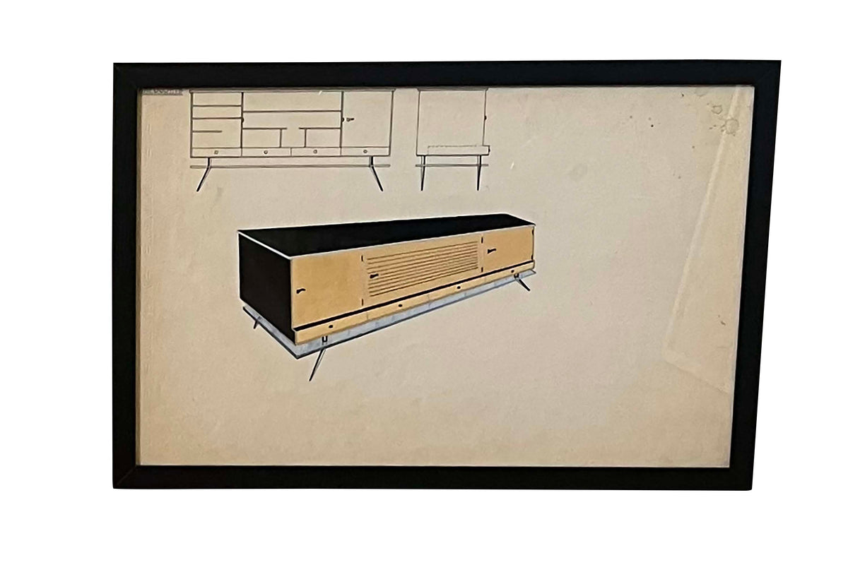 COLLECTION OF SEVEN MID-CENTURY MODERN INTERIOR AND FURNITURE DESIGNS BY ANFOSSI