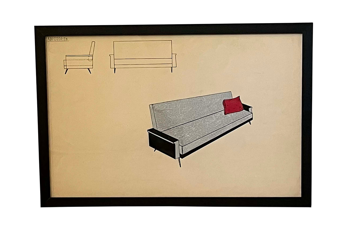 COLLECTION OF SEVEN MID-CENTURY MODERN INTERIOR AND FURNITURE DESIGNS BY ANFOSSI