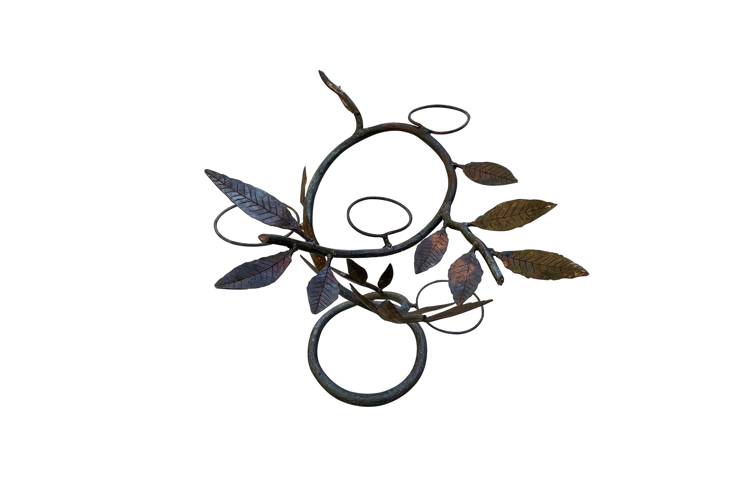 Mid-Century French Hand-Wrought Iron Four-Pot Plant Stand