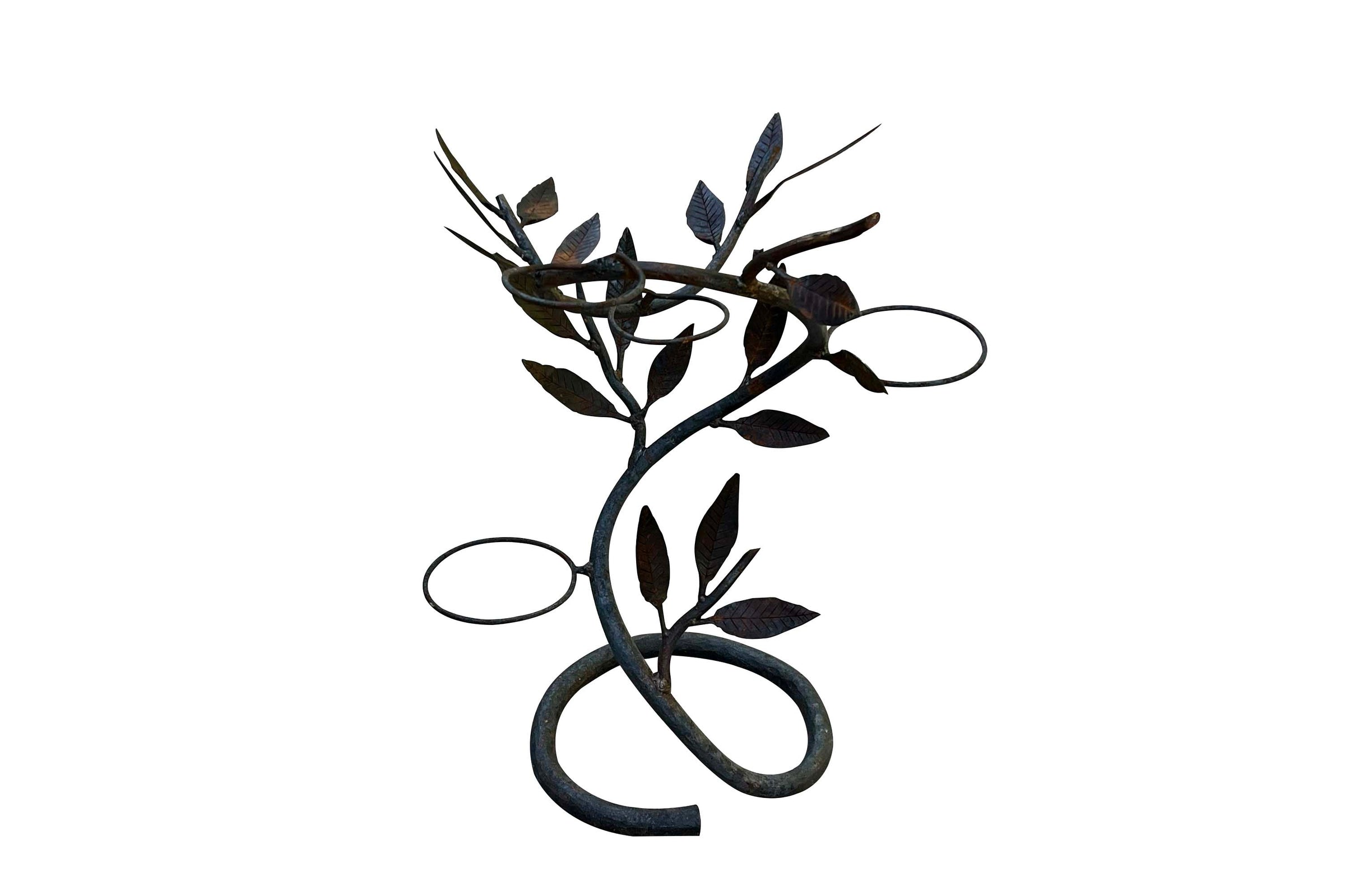 Mid-Century French Hand-Wrought Iron Four-Pot Plant Stand