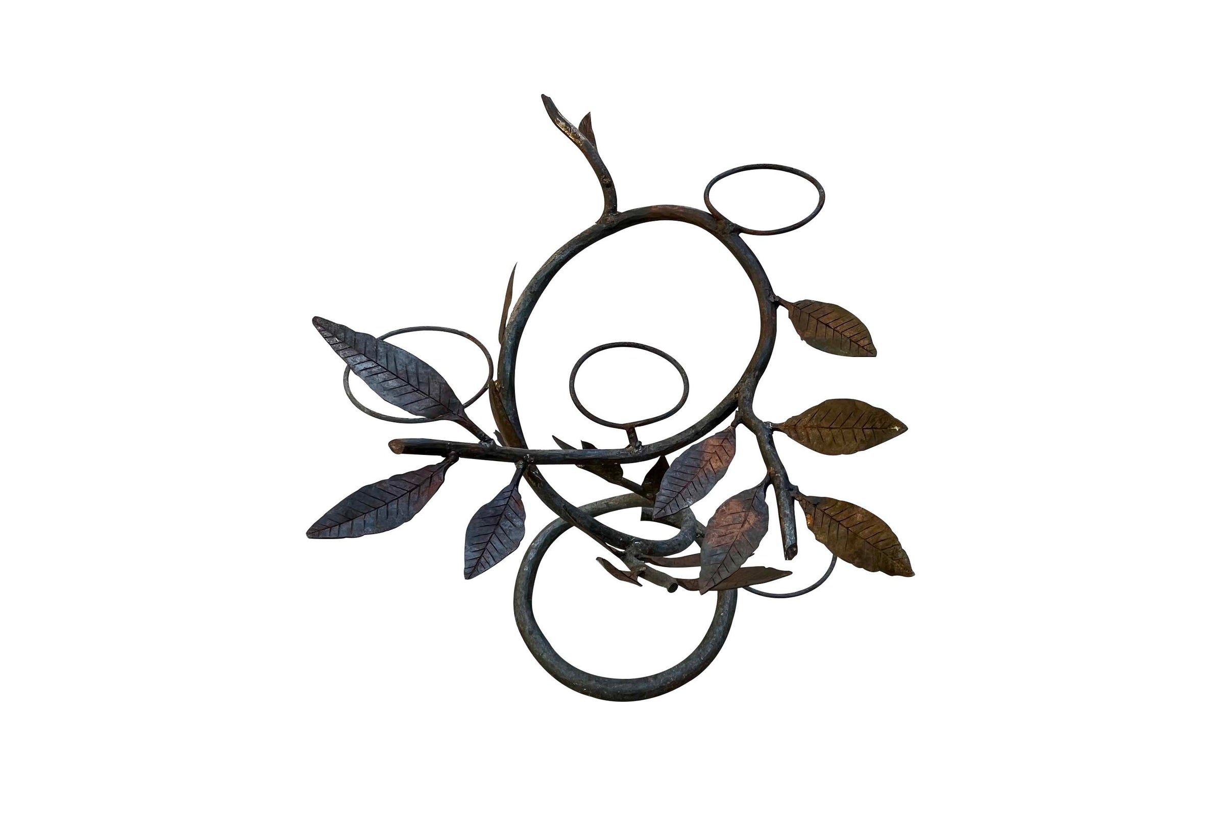 Mid-Century French Hand-Wrought Iron Four-Pot Plant Stand