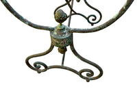19th Century French Iron Presentation Table with Marble Top and Brass Acorn Finials
