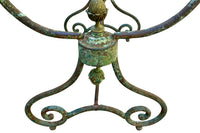 19th Century French Iron Presentation Table with Marble Top and Brass Acorn Finials