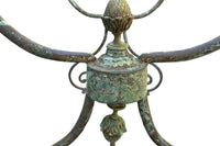 19th Century French Iron Presentation Table with Marble Top and Brass Acorn Finials