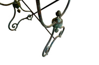 19th Century French Iron Presentation Table with Marble Top and Brass Acorn Finials