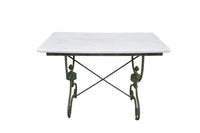19th Century French Iron Presentation Table with Marble Top and Brass Acorn Finials