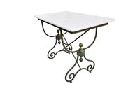 19th Century French Iron Presentation Table with Marble Top and Brass Acorn Finials