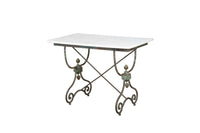 19th Century French Iron Presentation Table with Marble Top and Brass Acorn Finials