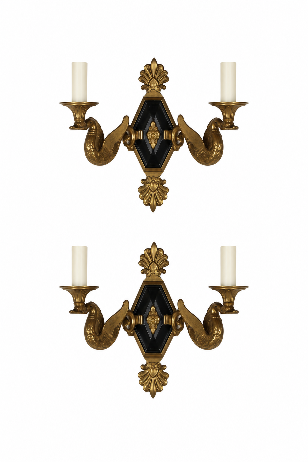 PAIR OF FRENCH EMPIRE REVIVAL WALL LIGHTS