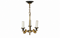 SMALL 20TH CENTURY EMPIRE REVIVAL BRASS SWAN CHANDELIER
