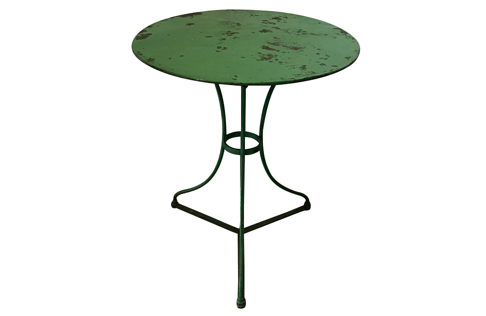Antique garden table or gueridon with painted green finish 1900 French