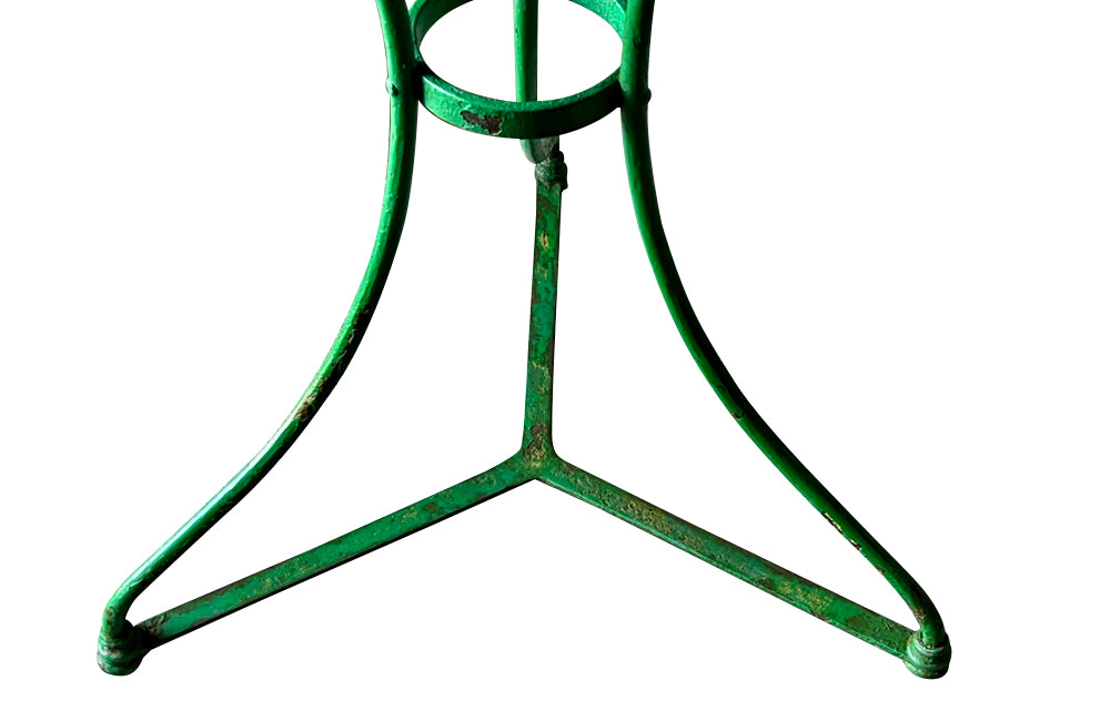 Antique garden table or gueridon with painted green finish 1900 French