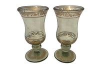 Pair of antique French hand blown glasses with applied gilt ornamentation - French antiques