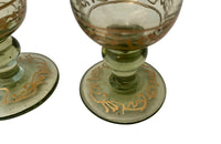 Pair of antique French hand blown glasses with applied gilt ornamentation - French antiques