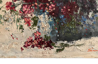 Antique oil painting still life 'Large Bouquet of Flowers In Vase' signed to the lower right by the artist Simon Kramer [Dutch 1940-2015].