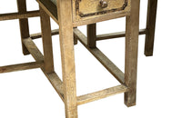 Antique table, painted, drop-leaf, Italian. hand-painted top decorated in scrolling foliate and floral motifs in warm ochre, green, lavender and terracotta tones.