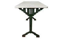 Art Deco green bistro table with marble top - Antique Garden Table 