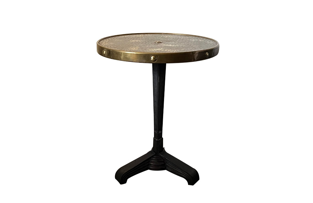 French Art Deco style iron bistro table.