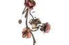 Beautiful Art Nouveau brass and tole chandelier in the form of an hanging branch ornamented with large tole roses and bird