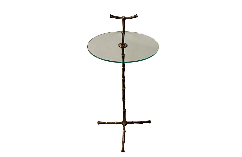 Very stylish and elegant Mid-Century French solid brass and glass martini or side table by Maison Bagues circa 1960.