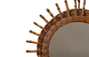 Round vintage original rattan and bamboo sunburst mirror Circa 1960