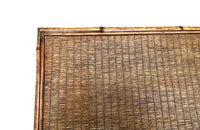 Early 20th Century French bamboo side table with two rattan shelves